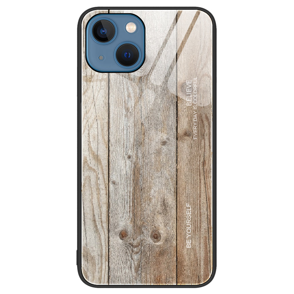 Wood Texture Phone Case for iPhone 15 Plus Tempered Glass TPU Anti-drop Cover Wood Texture Phone Case for iPhone 15 Plus Tempered Glass TPU Anti-drop Cover
